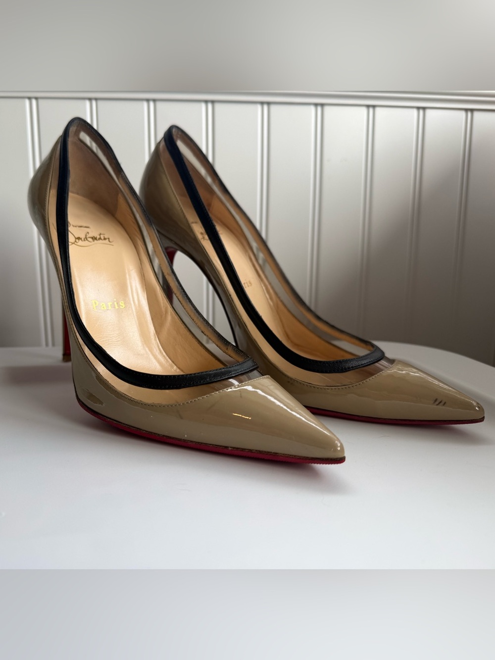 Christian Louboutin Beige Patent Paulina 37